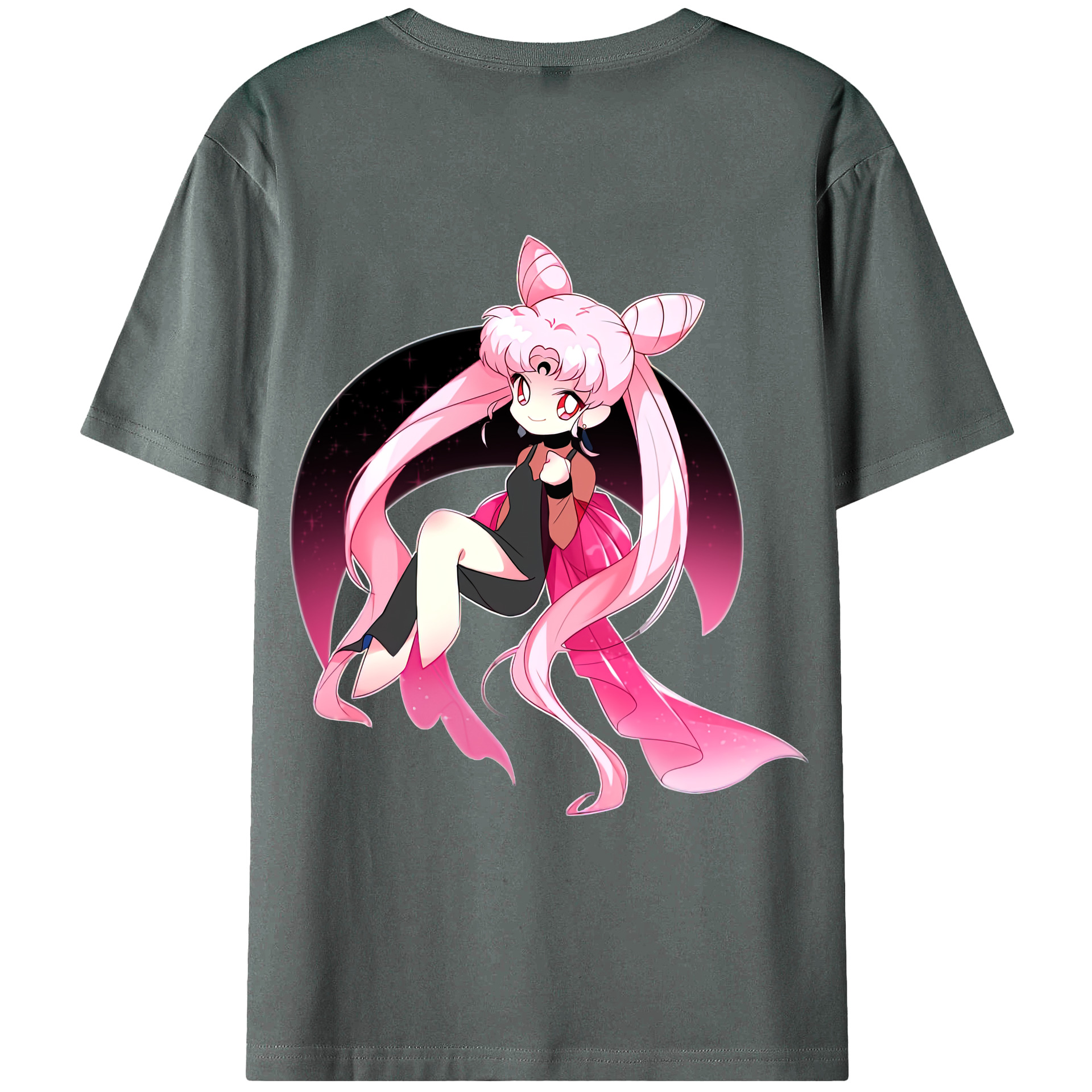 （画像用） 美少女戦士セーラームーン ちびうさ Sailor Moon Chibiusa Tsukino Usagi Small Lady Serenity 綿100％ メンズ半袖Tシャツ（バックプリント） 通気性